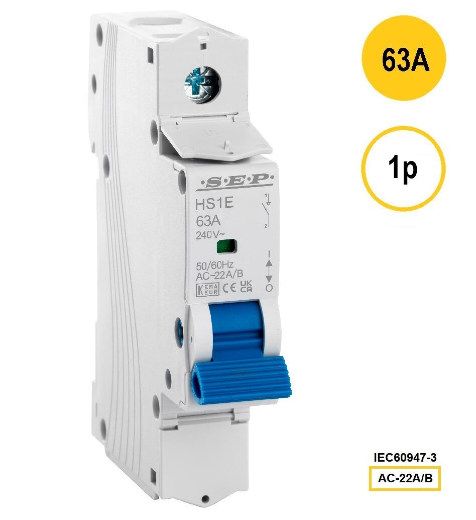 Schotman Elektro B.V.  - SEP HS1E-1063 – hoofdschakelaar 1 polig 63Amp