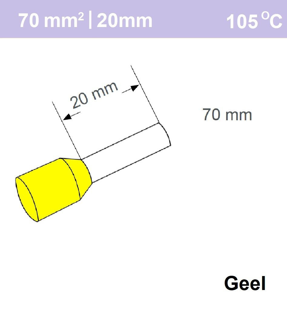 Schotman Elektro - SEP adereindhuls enkelvoudig 70mm2 lengte 20mm geisoleerd