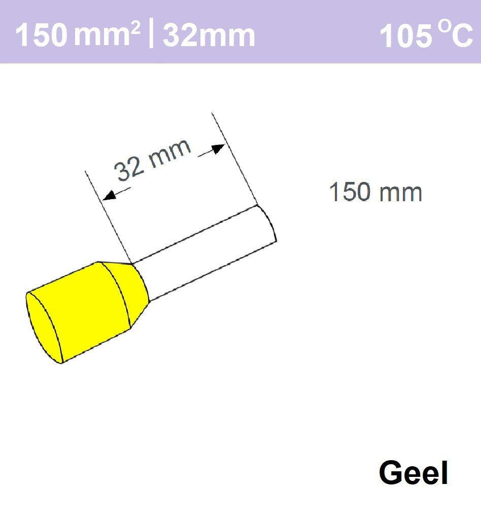 Schotman Elektro - SEP adereindhuls enkelvoudig 150mm2 lengte 32mm geisoleerd