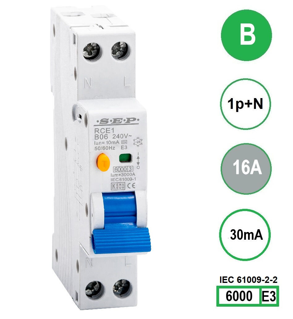SEP RCE1-B16.03 - aardlekautomaat B16 30mA, 18mm, 1 module