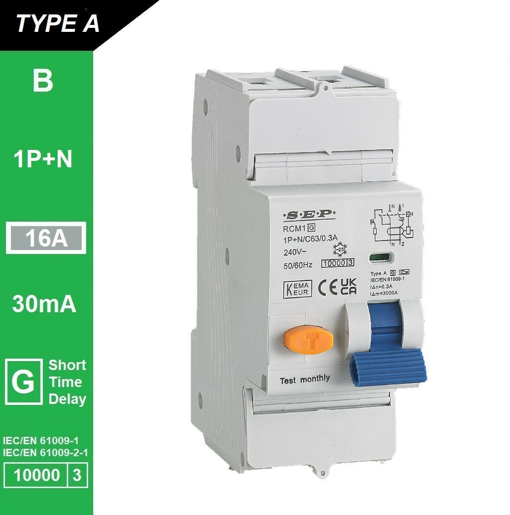 Schotman Elektro B.V. - SEP RCM1 1p+n B-karakteristiek 16A 10kA kortstondig vertraagd AG