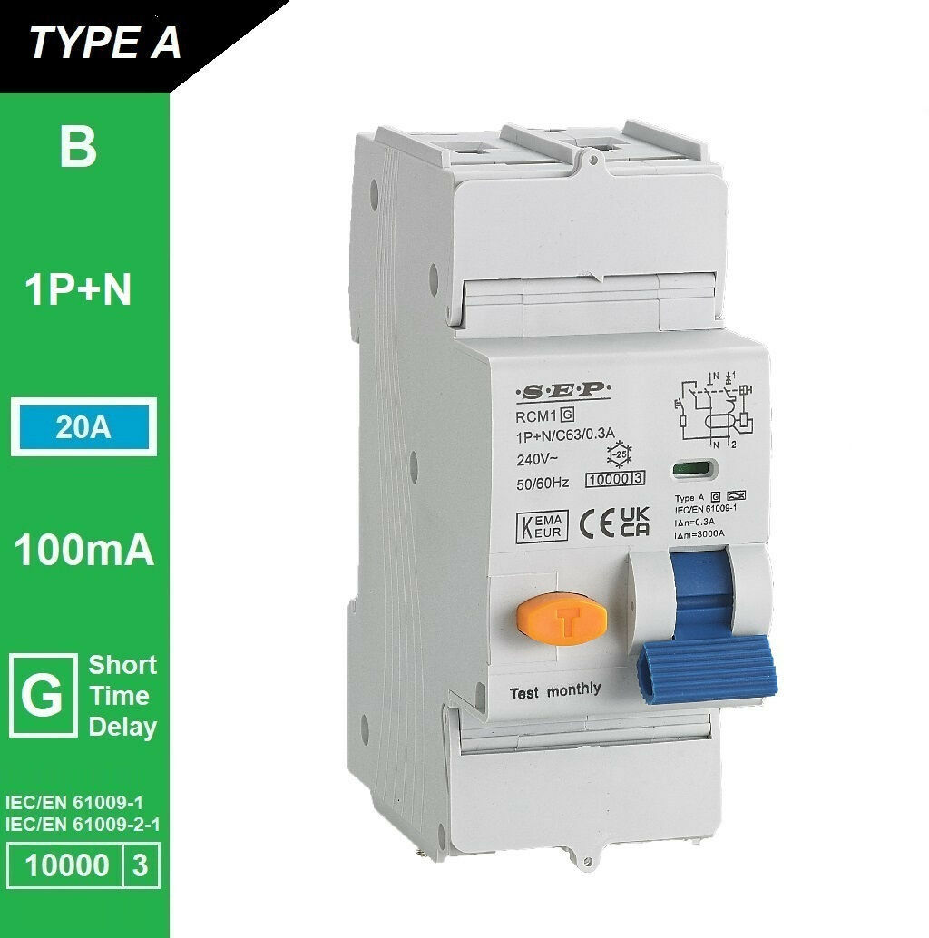 Schotman Elektro B.V. - SEP RCM1 1p+n B-karakteristiek 20A 10kA kortstondig vertraagd AG