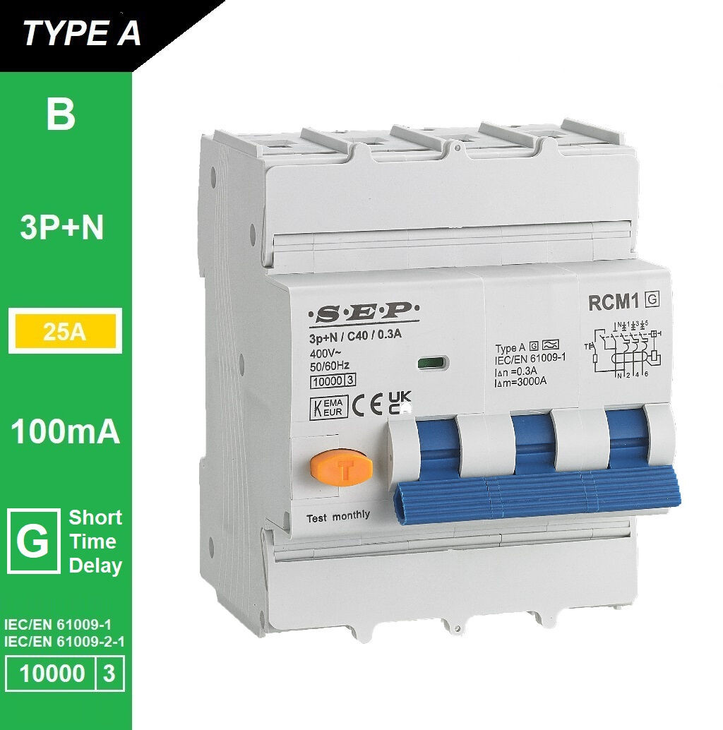 Schotman Elektro B.V. - SEP RCM1 3p+n B-karakteristiek 25A 10kA kortstondig vertraagd AG