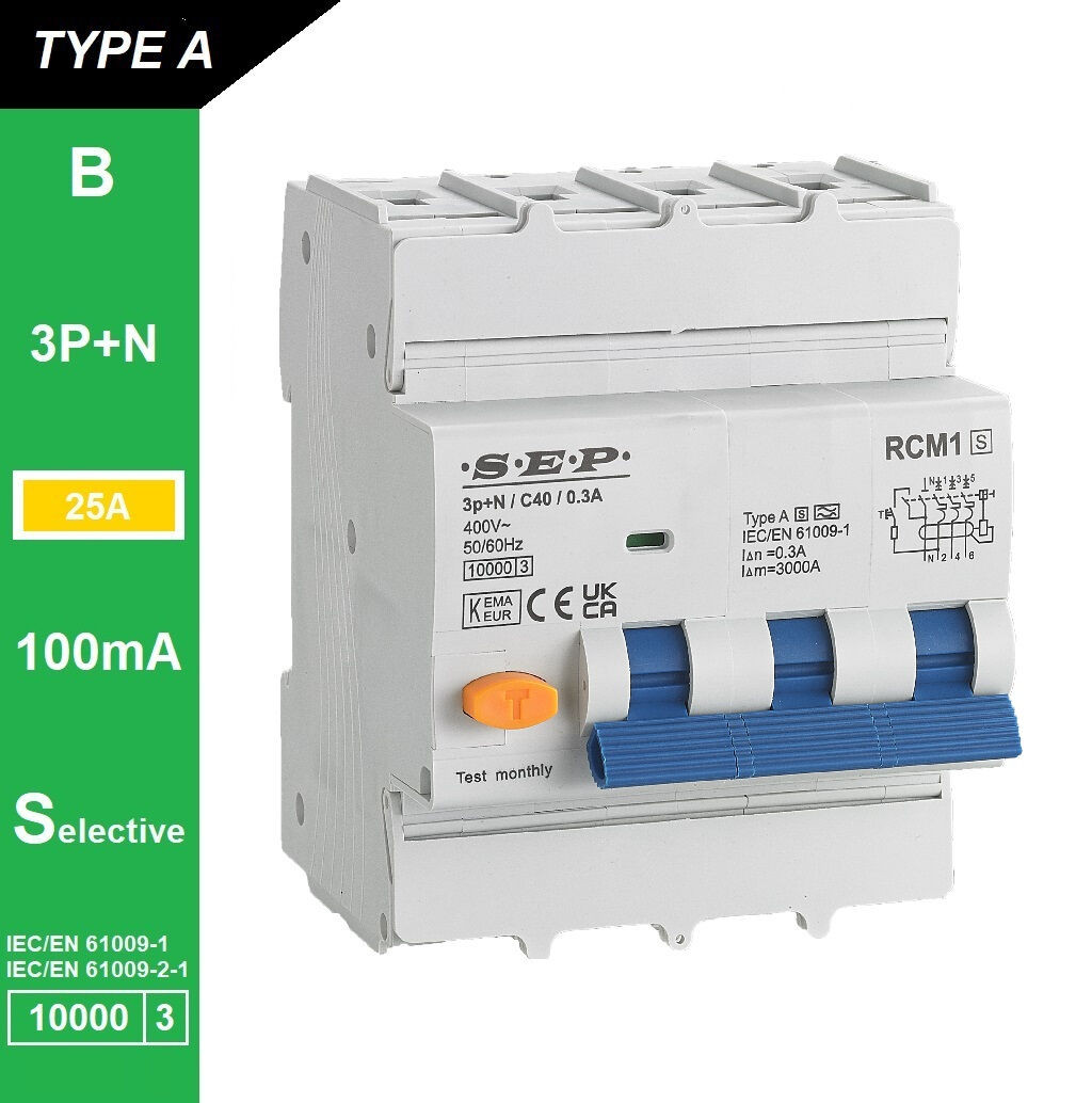 Schotman Elektro B.V. - SEP RCM1 3p+n B-karakteristiek 25A 10kA selectief AS