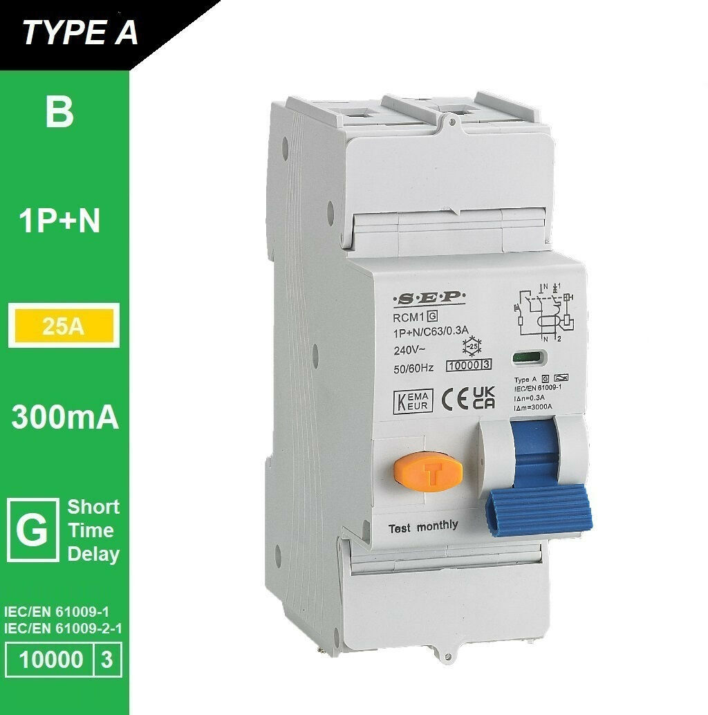 Schotman Elektro B.V. - SEP RCM1 1p+n B-karakteristiek 25A 10kA kortstondig vertraagd AG