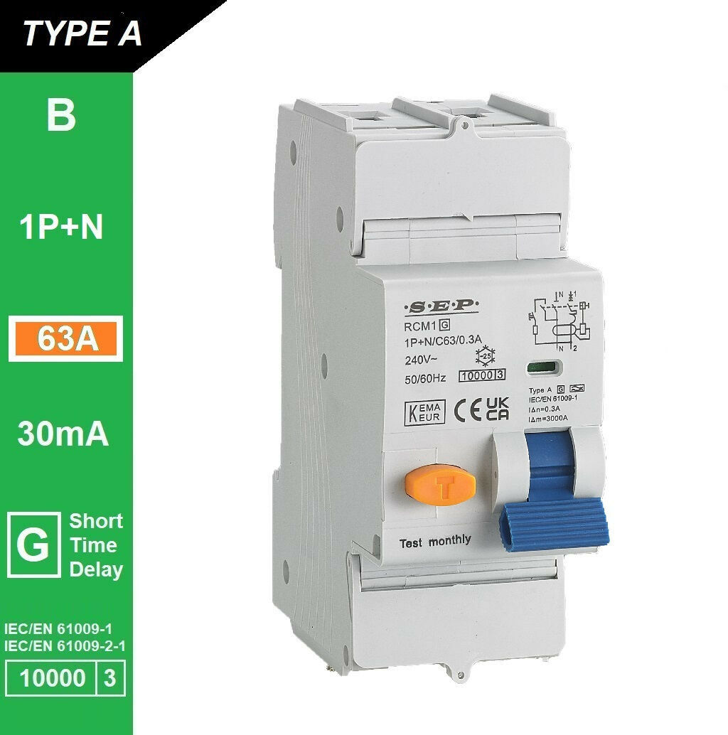 Schotman Elektro B.V. - SEP RCM1 1p+n B-karakteristiek 63A 10kA kortstondig vertraagd AG