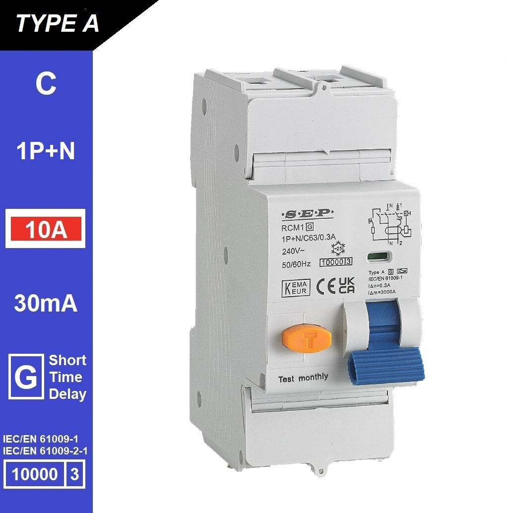 Schotman Elektro B.V. - SEP RCM1 1p+n C-karakteristiek 10A 10kA kortstondig vertraagd AG