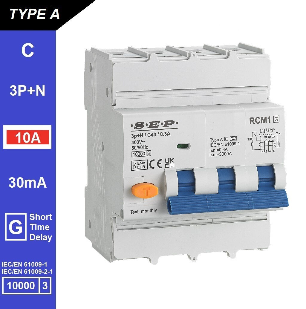 Schotman Elektro B.V. - SEP RCM1 3p+n C-karakteristiek 10A 10kA kortstondig vertraagd AG
