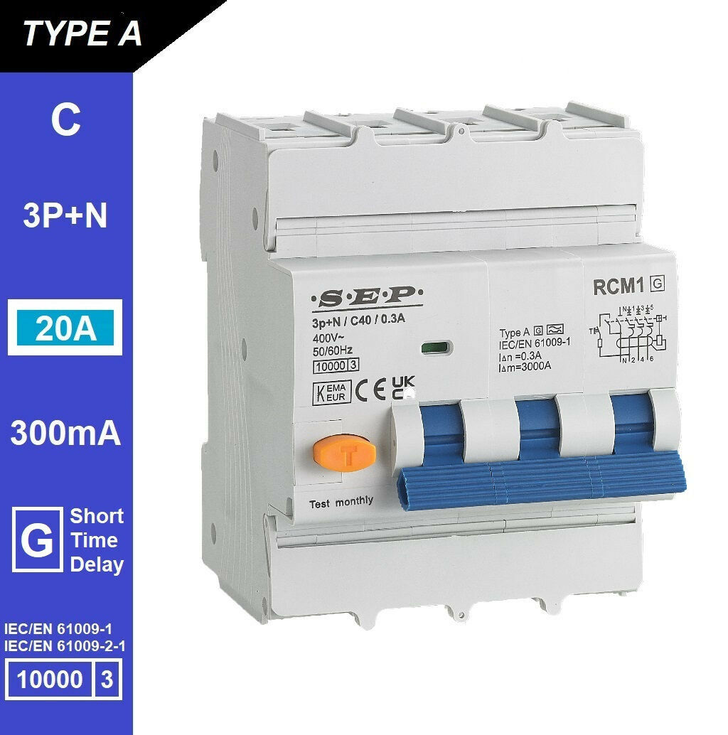 Schotman Elektro B.V. - SEP RCM1 3p+n C-karakteristiek 20A 10kA kortstondig vertraagd AG