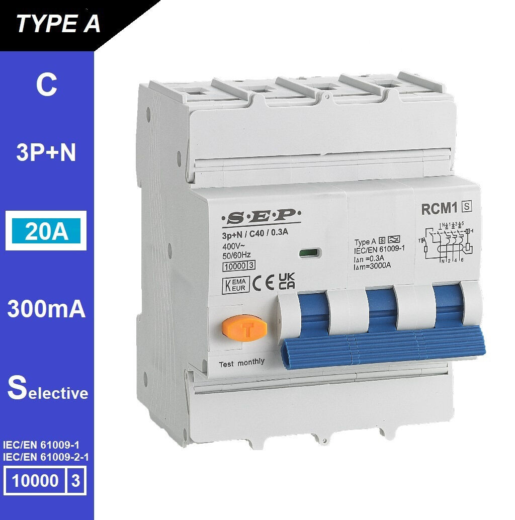 Schotman Elektro B.V. - SEP RCM1 3p+n C-karakteristiek 20A 10kA selectief AS