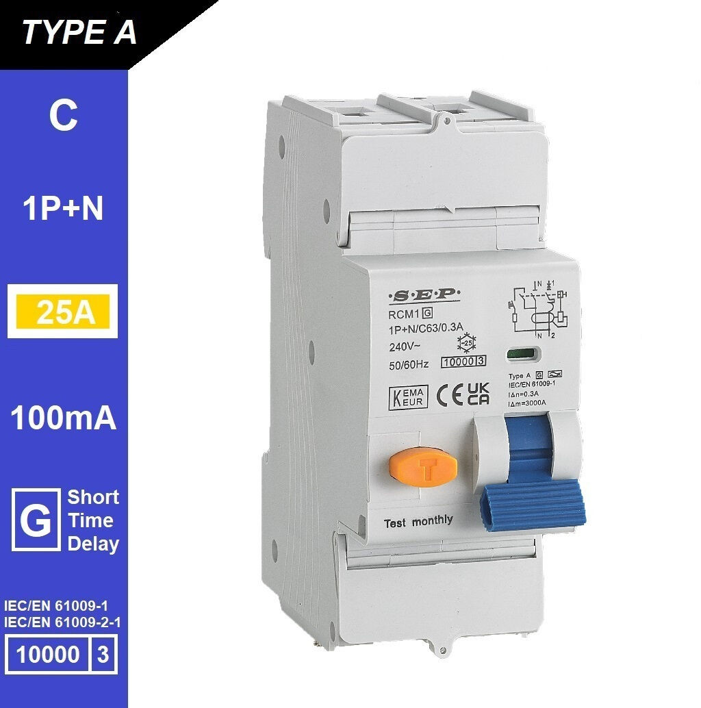 Schotman Elektro B.V. - SEP RCM1 1p+n C-karakteristiek 25A 10kA kortstondig vertraagd AG