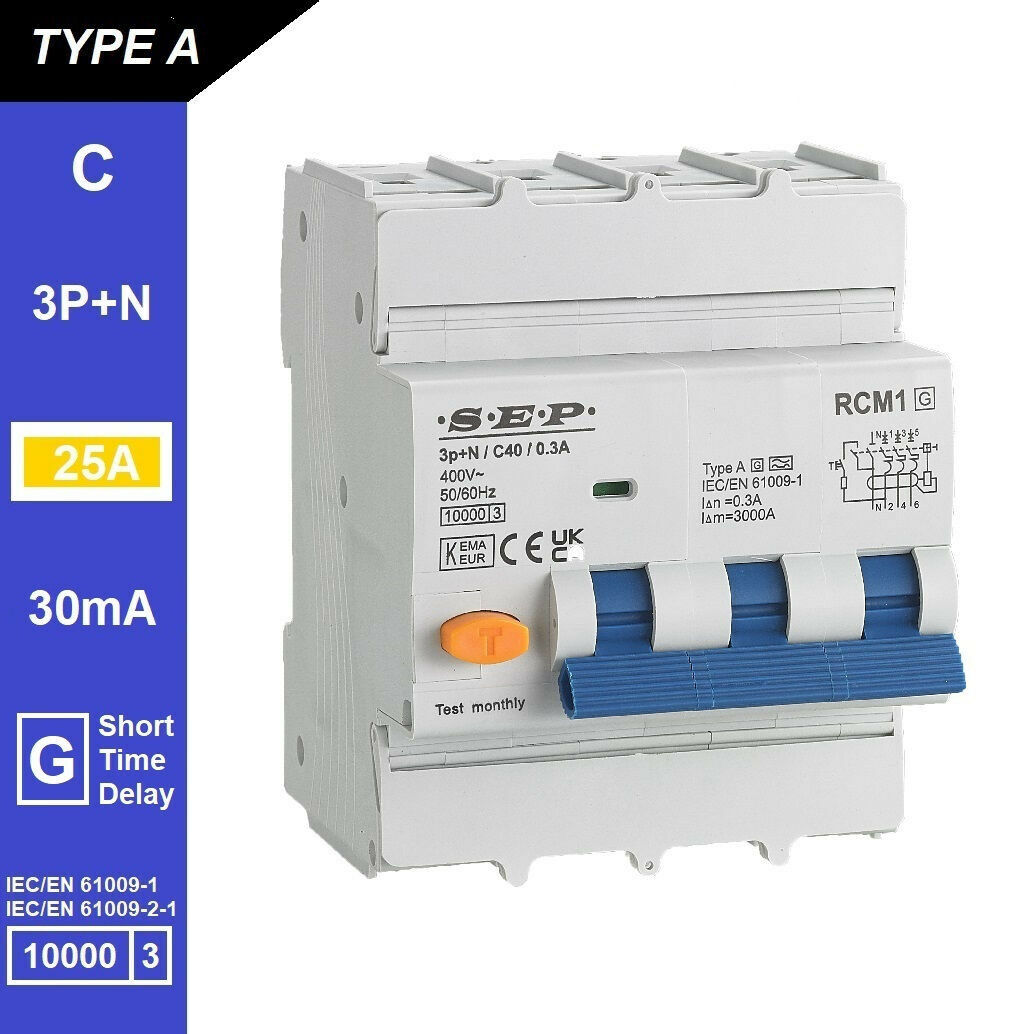 Schotman Elektro B.V. - SEP RCM1 3p+n C-karakteristiek 25A 10kA kortstondig vertraagd AG