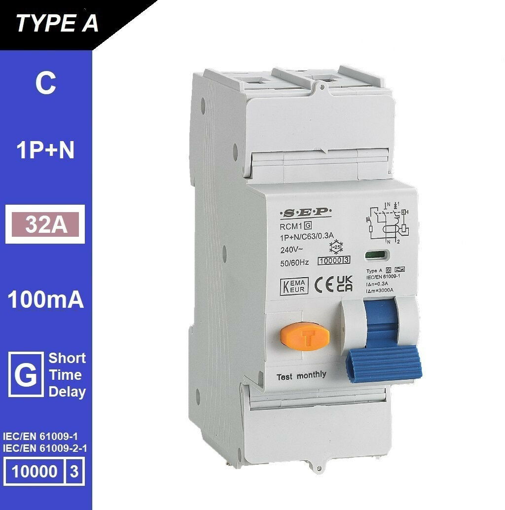 Schotman Elektro B.V. - SEP RCM1 1p+n C-karakteristiek 32A 10kA kortstondig vertraagd AG