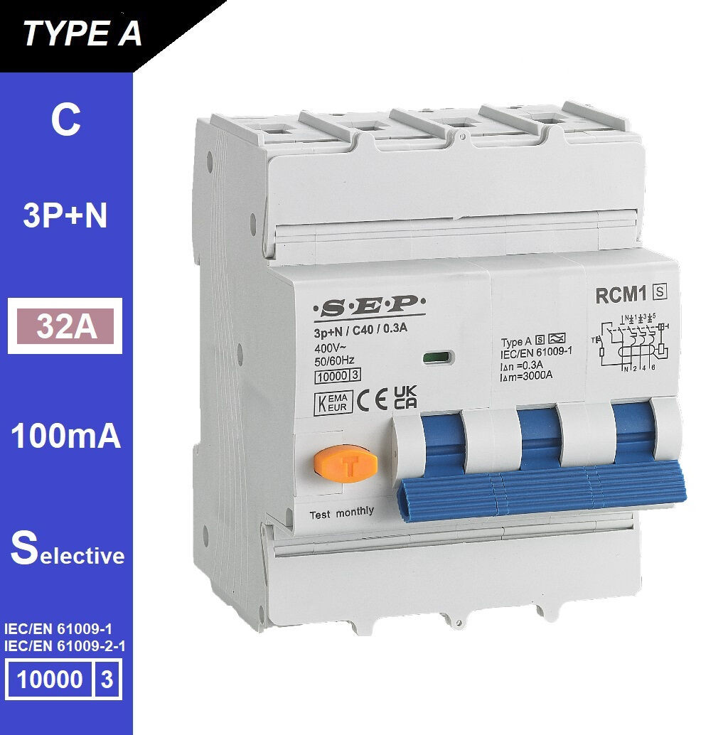 Schotman Elektro B.V. - SEP RCM1 3p+n C-karakteristiek 32A 10kA selectief AS