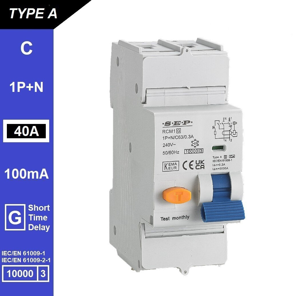 Schotman Elektro B.V. - SEP RCM1 1p+n C-karakteristiek 40A 10kA kortstondig vertraagd AG