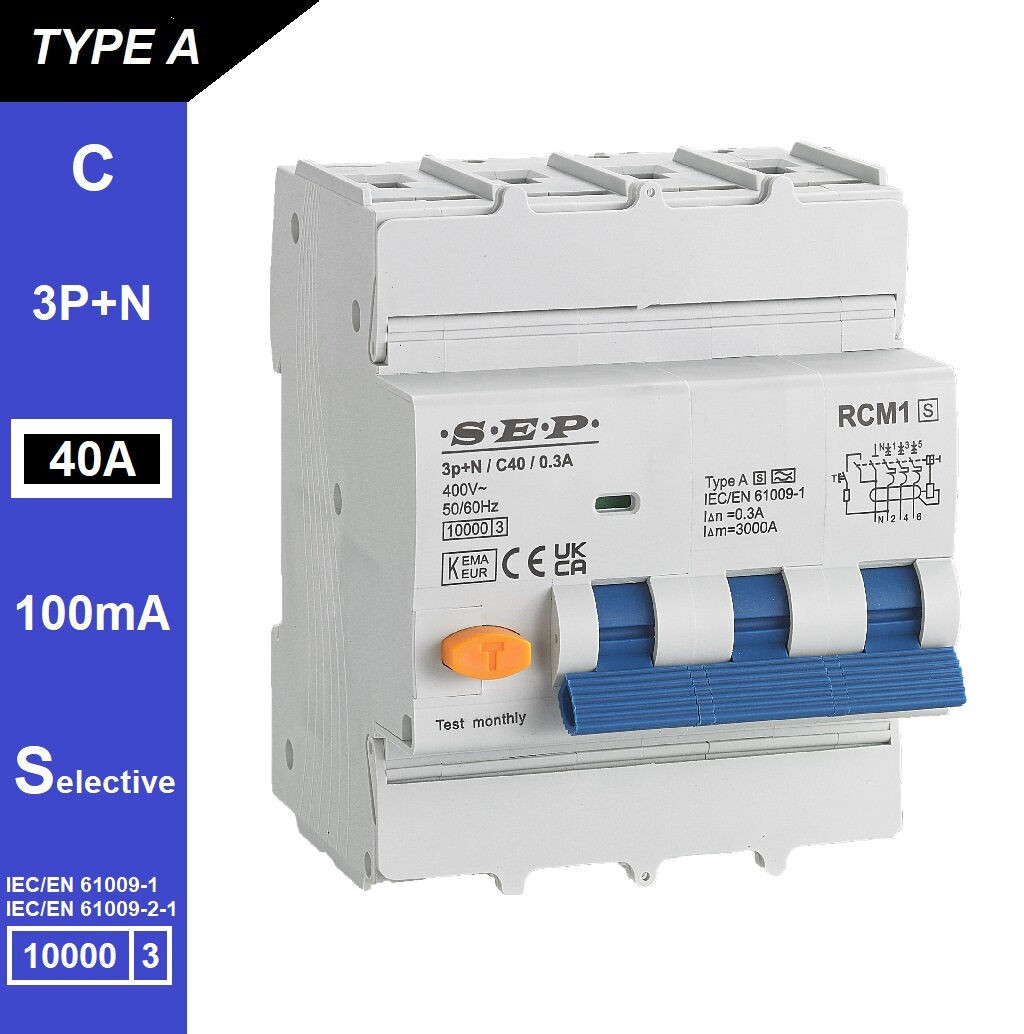 Schotman Elektro B.V. - SEP RCM1 3p+n C-karakteristiek 40A 10kA selectief AS