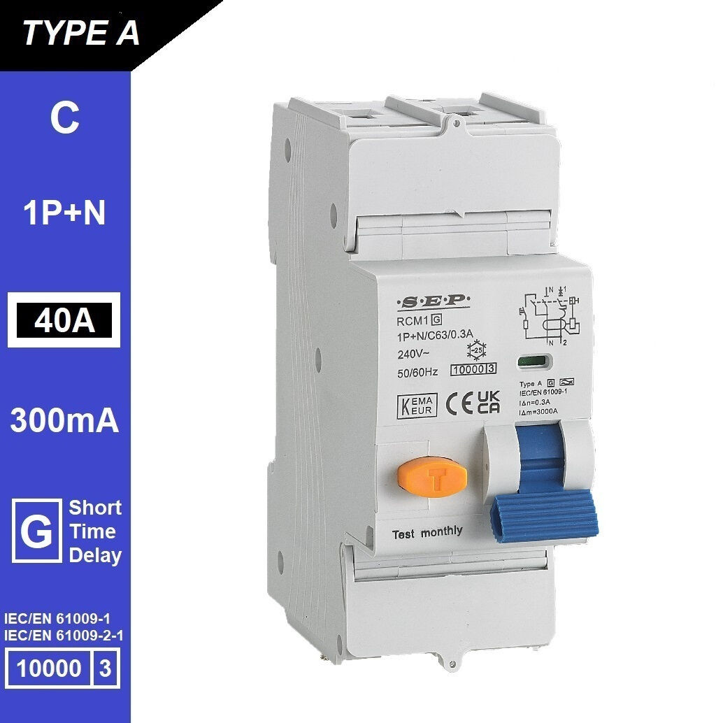 Schotman Elektro B.V. - SEP RCM1 1p+n C-karakteristiek 40A 10kA kortstondig vertraagd AG