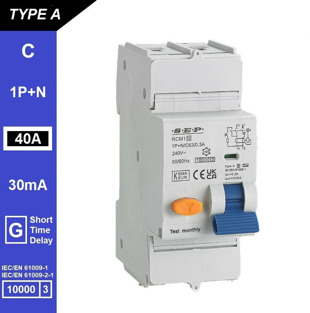 Schotman Elektro B.V. - SEP RCM1 1p+n C-karakteristiek 40A 10kA kortstondig vertraagd AG