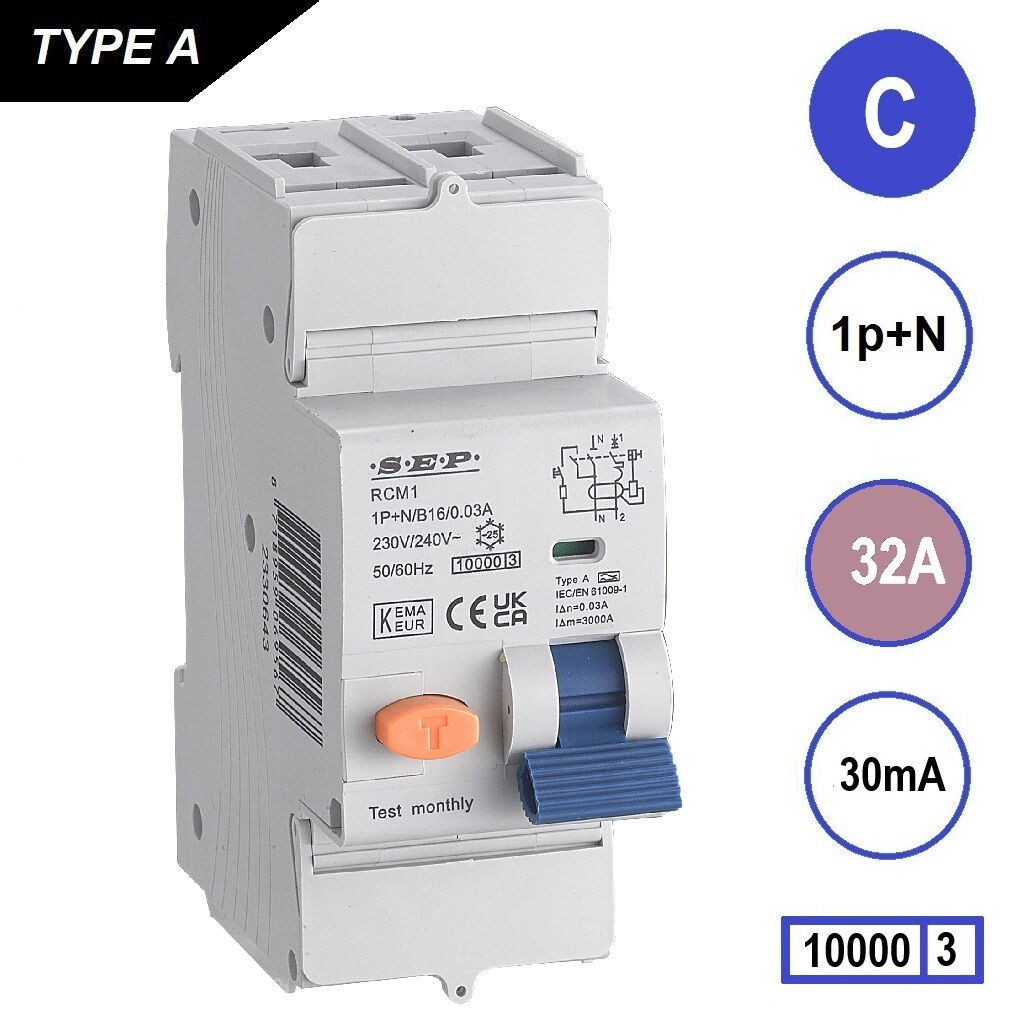 Schotman Elektro B.V. - SEP RCM1 1p+n C 32A 30mA 10kA aardlekautomaat