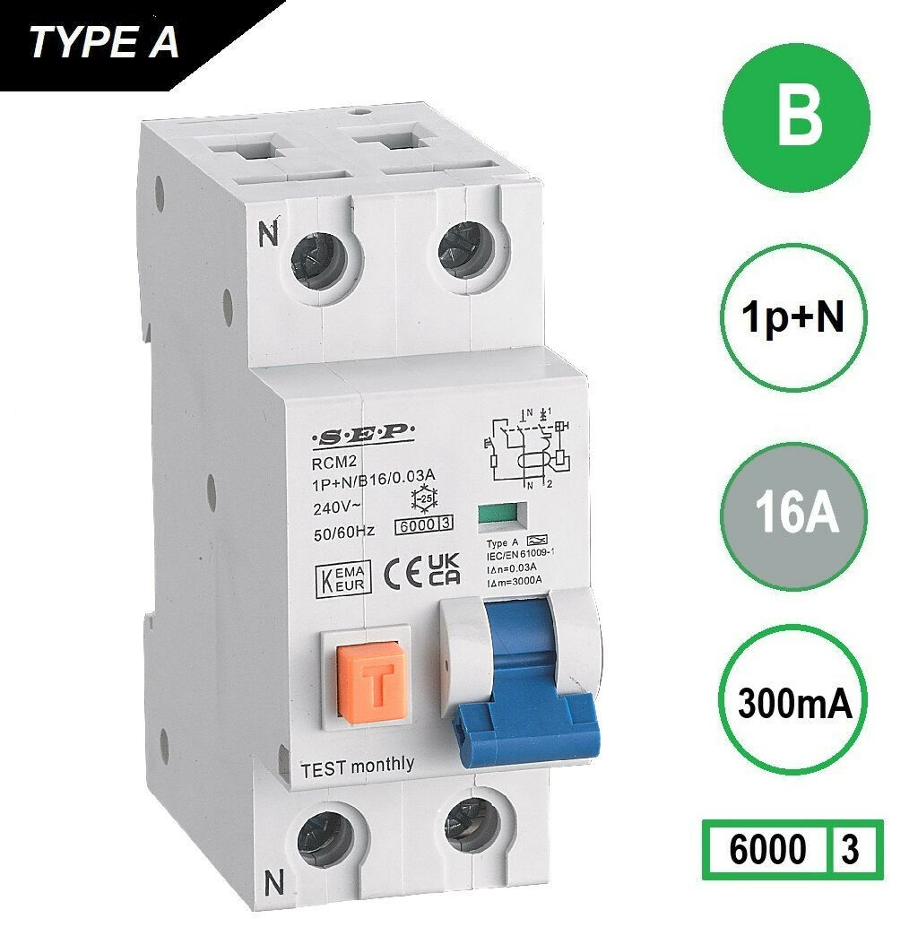 Schotman Elektro - SEP RCM2 aardlekautomaat B16A 6kA