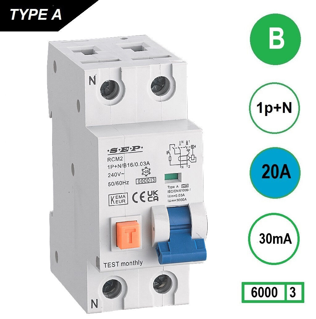 Schotman Elektro - SEP RCM2 aardlekautomaat B20A 6kA