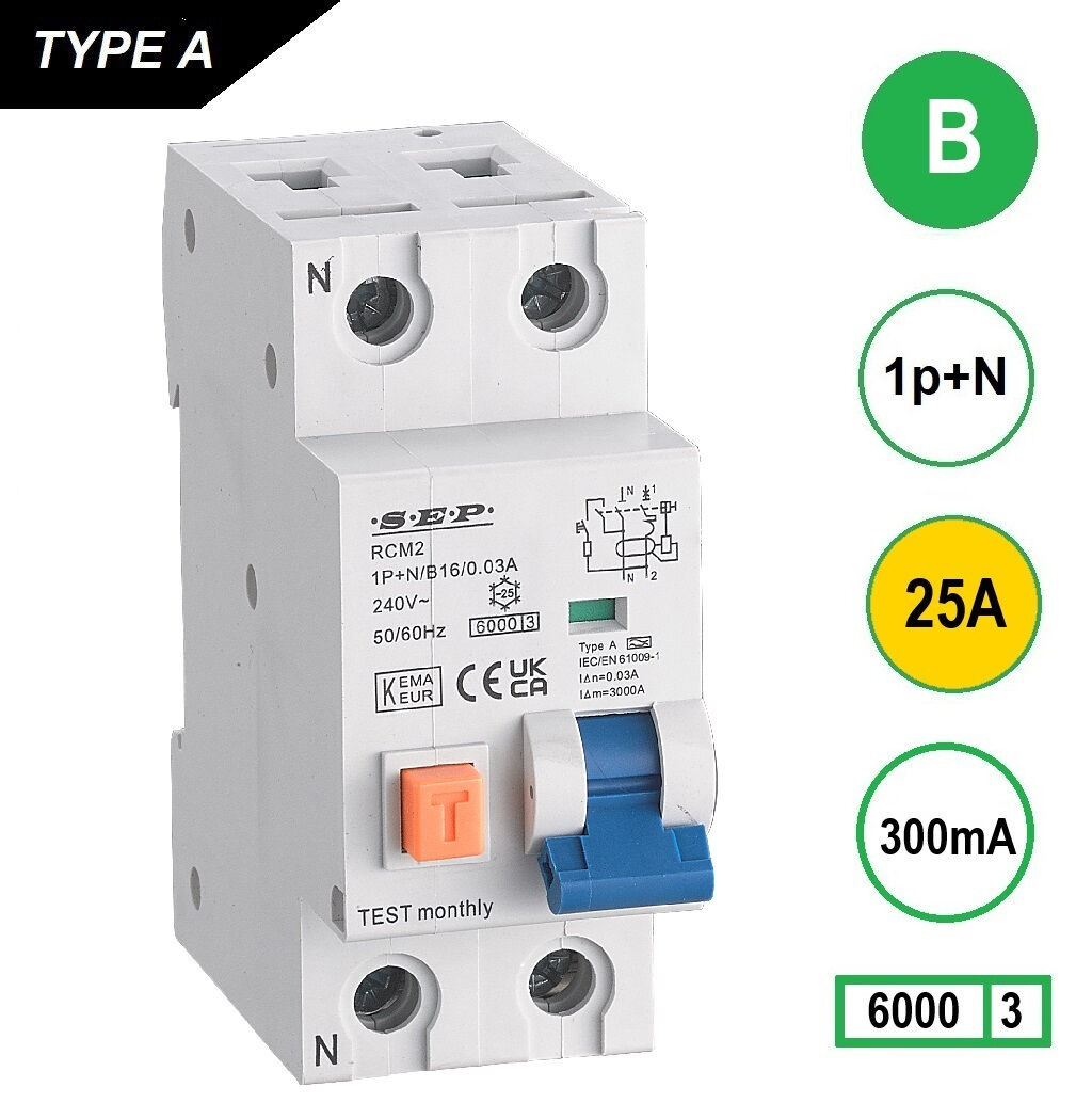 Schotman Elektro - SEP RCM2 aardlekautomaat B25A 6kA