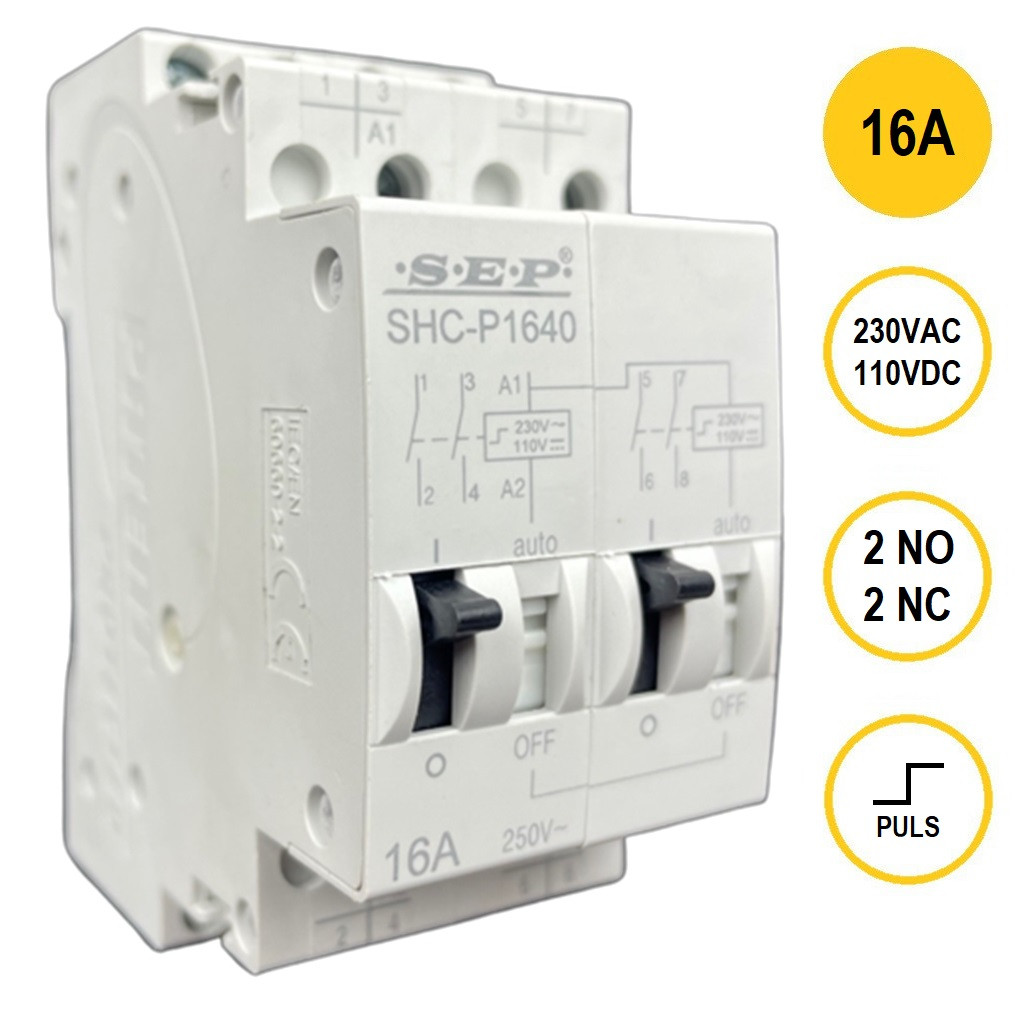 Schotman Elektro B.V. - SEP SHC pulsrelais 16A, 2 maak en 2 verbreek