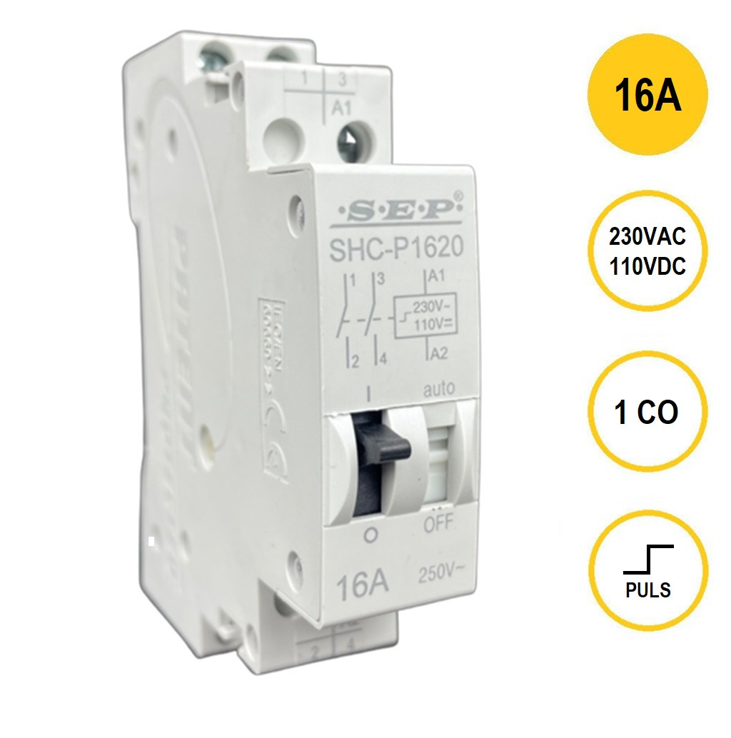 Schotman Elektro B.V. - SEP SHC pulsrelais 16A, 1 wisselcontact