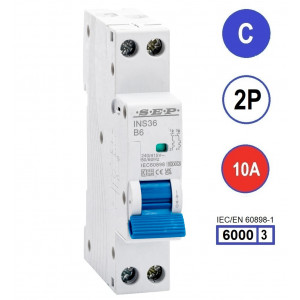 SEP INS36-2C10, installatieautomaat 2p C10 6kA, 18mm, 1 modulen