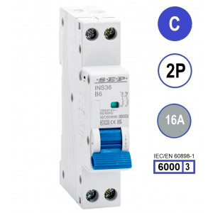 SEP INS36-2C16, installatieautomaat 2p C16 6kA, 18mm, 1 modulen