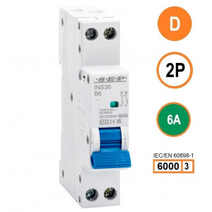 SEP INS36-2D06, installatieautomaat 2p D6 6kA, 18mm, 1 modulen