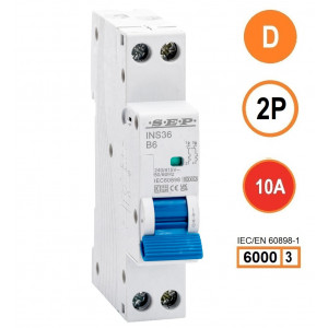SEP INS36-2D10, installatieautomaat 2p D10 6kA, 18mm, 1 modulen