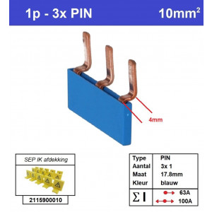 Schotman Elektro - SEP aansluitrail PIN gebogen 3x1 aansluitingen 17.8mm