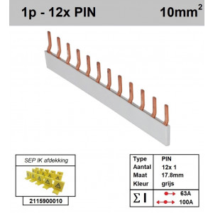 Schotman Elektro - SEP aansluitrail PIN 12x1 aansluitingen 17.8mm