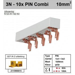 Schotman Elektro - SEP aansluitrail 3+N fase PIN Combi 1x4 3x2