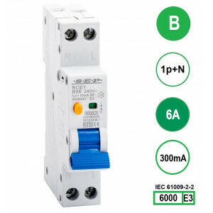 SEP RCE1-B06.30 - aardlekautomaat B6 300mA, 18mm, 1 module