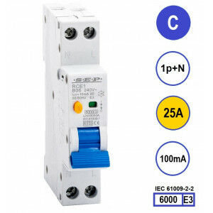 SEP RCE1-C25.10 - aardlekautomaat C25 100mA, 18mm, 1 module