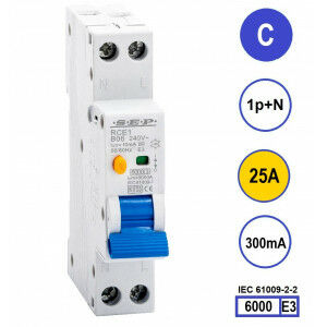 SEP RCE1-C25.30 - aardlekautomaat C25 300mA, 18mm, 1 module