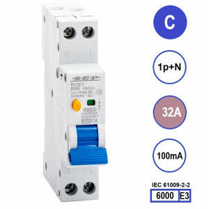 SEP RCE1-C32.10 - aardlekautomaat C32 100mA, 18mm, 1 module