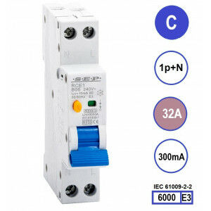 SEP RCE1-C32.30 - aardlekautomaat C32 300mA, 18mm, 1 module