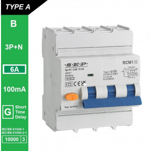 Schotman Elektro B.V. - SEP RCM1 3p+n B-karakteristiek 6A 10kA kortstondig vertraagd AG