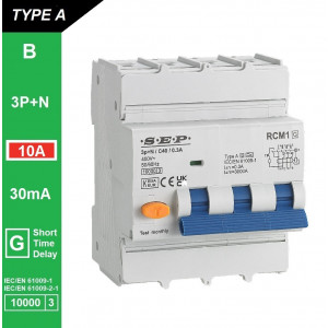 Schotman Elektro B.V. - SEP RCM1 3p+n B-karakteristiek 10A 10kA kortstondig vertraagd AG