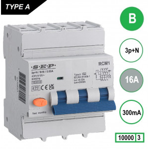 Schotman Elektro B.V. - SEP RCM4 3p+n B 16A 300mA 10kA aardlekautomaat
