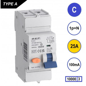 Schotman Elektro B.V. - SEP RCM1 1p+n C 25A 100mA 10kA aardlekautomaat