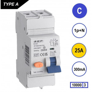 Schotman Elektro B.V. - SEP RCM1 1p+n C 25A 300mA 10kA aardlekautomaat