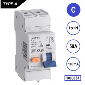 Schotman Elektro B.V. - SEP RCM1 1p+n C 50A 100mA 10kA aardlekautomaat