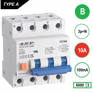 SEP RCM4 Aardlekautom. 3p+n B10 100mA 6kA