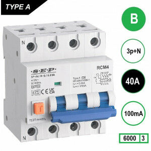 SEP RCM4 Aardlekautom. 3p+n B40 100mA 6kA
