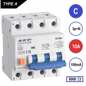 SEP RCM4 Aardlekautom. 3p+n C10 100mA 6kA