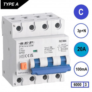 SEP RCM4 Aardlekautom. 3p+n C20 100mA 6kA